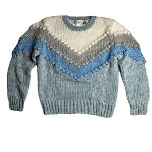VTG Cristina's Knitted By Hand Chunky Knit Sweater 80s 90s Retro Festival Size L